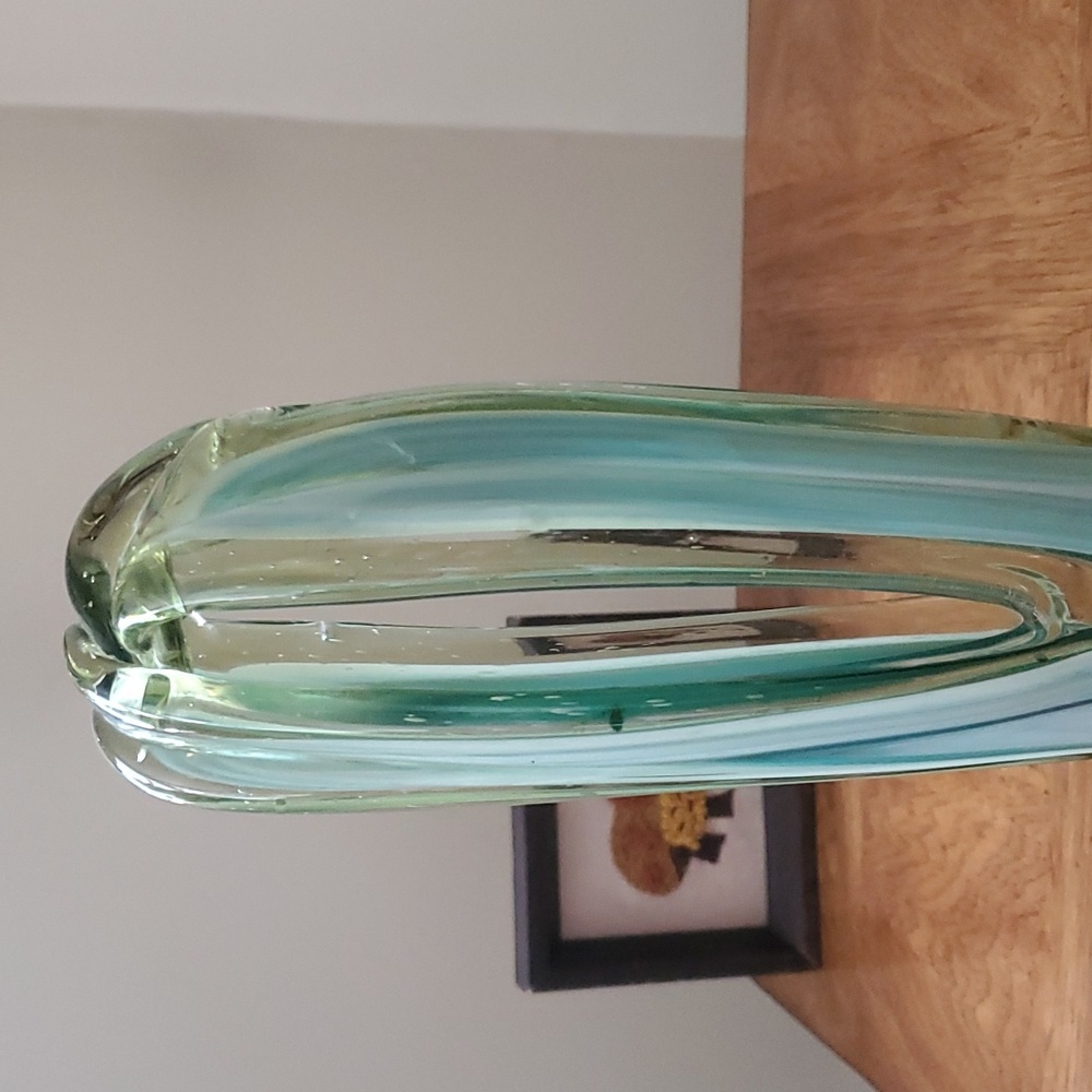 MCM Art Glass Stretch Vase 💙 - Picture 3 of 9